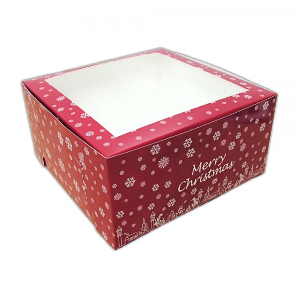 XMASB0707025N - Xmas Window Cake Box 7 x 7 x 4 x 25